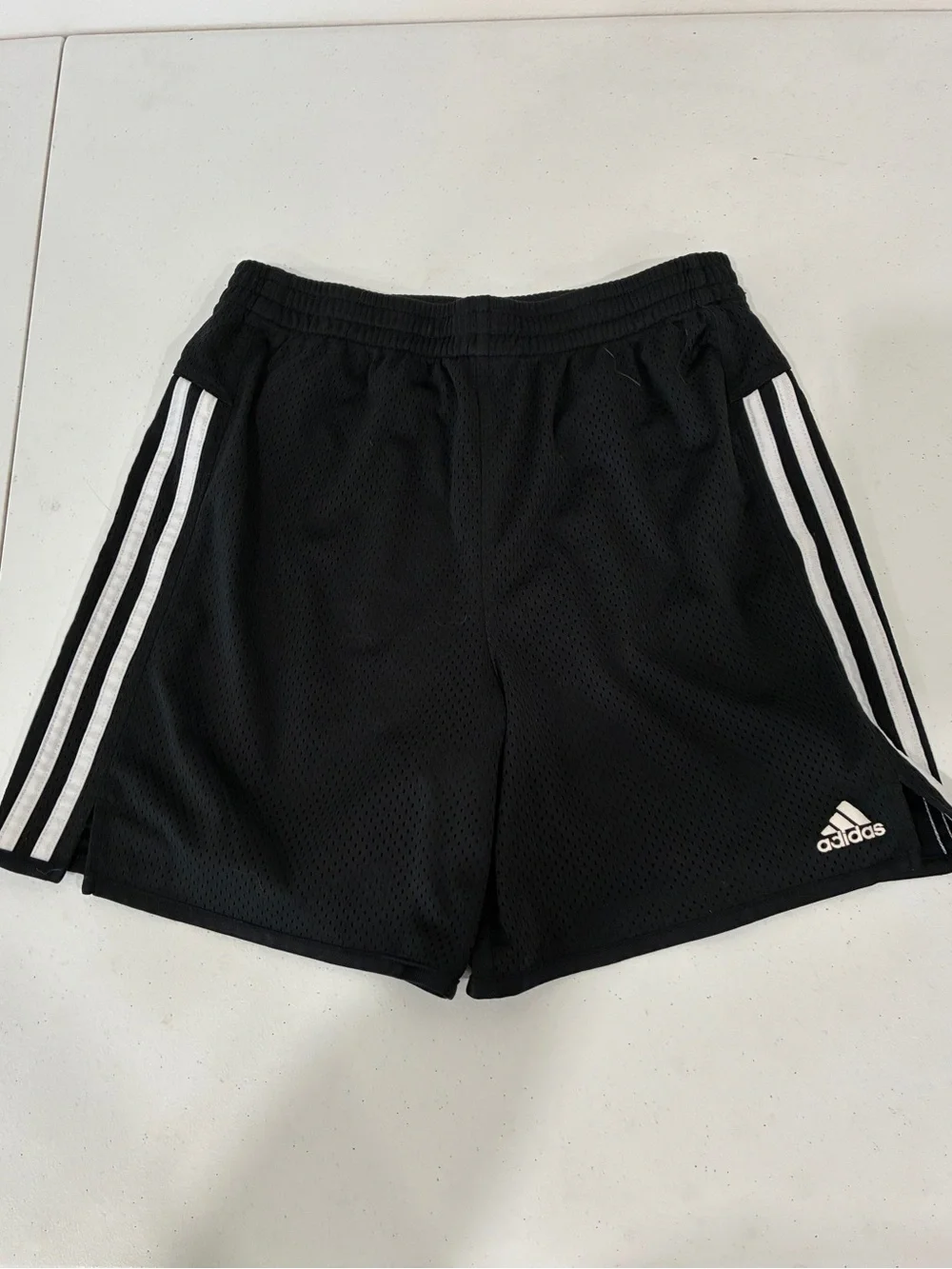 Adidas Boys XL 16 Black Mesh 3 stripe Athletic Basketball Shorts Lined
